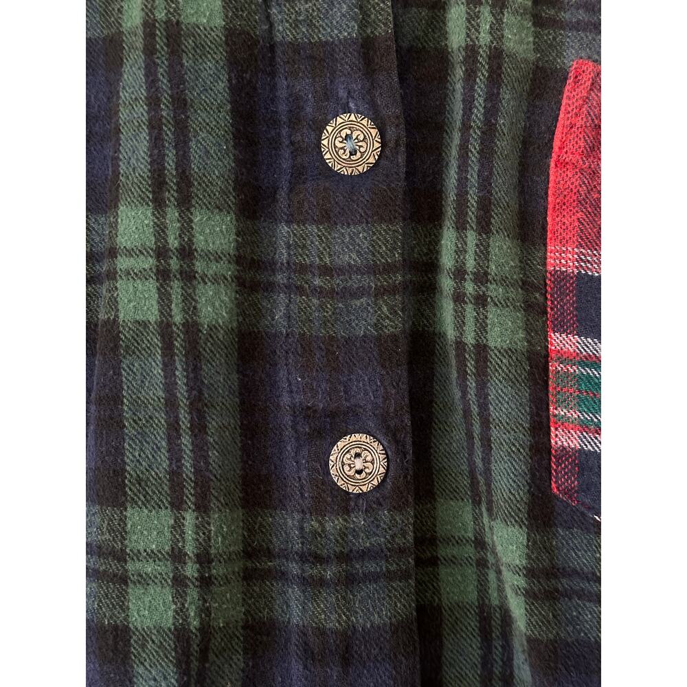 Vintage Blair Patchwork Plaid Embroidered Flannel Shirt XL - Picture 4 of 6